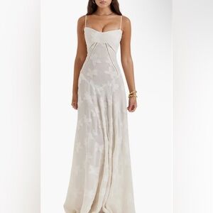 House of CB Seren Vintage Cream Lace-Up Back Gown